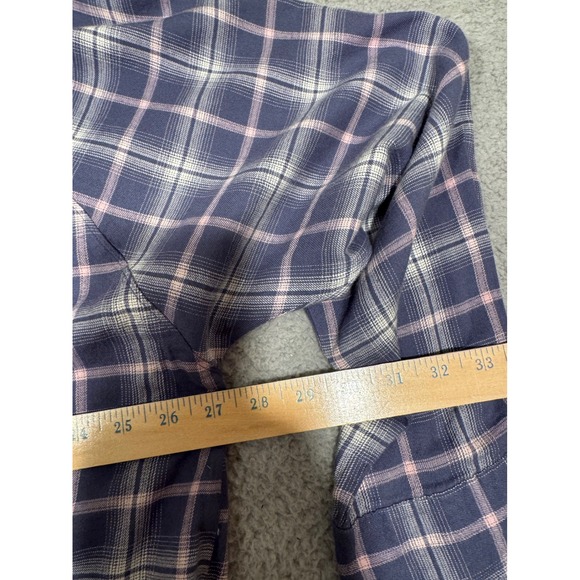 NWT Levis Mens XL Relaxed Fit Plaid Button Up Shirt Blue Pink Cotton Viscose - Picture 4 of 7